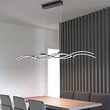 LED Kronleuchter Modern Esszimmerlampe Esstischleuchte Höhenverstellbar Dimmbar Fernbedienung Pendelleuchte Welle Design Hängelampe Wohnzimmer Schlafzimme Bar Büro Deko Deckenleuchten Pendellamp