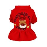 POPETPOP- Haustier Weihnachtskostüm-1 Stück Hund Weihnachten Rock Entzückende Elch Muster Welpen Kleid Haustier Kleidung für Herbst Winter (Rot Größe S)
