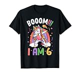 Einhorn Dabbing Birthday Boom I Am 6 Years Old Bday Outfit T-S