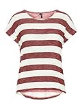 VERO MODA Damen Vmwide Stripe S/L Top Noos T-Shirt, Rote und Weiße Streifen, M