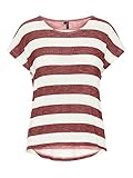 VERO MODA Damen Vmwide Stripe S/L Top Noos T-Shirt, Rote und Weiße Streifen, L