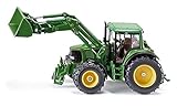 siku 3652, John Deere Traktor mit Frontlader, 1:32, Metall/Kunststoff, Grün, Beweglicher Frontlader, Abnehmbare Fahrerkab