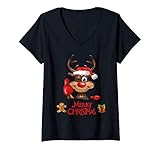 Damen Weihnachts Shirt Feiertage Geschenk Geschenkidee Nikolaus T-Shirt mit V