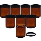 Belle Vous Runde Braune Glasbehälter mit Deckel (8er Pack) - 240ml - Leeres Nachfüllbares Schraubglas mit Deckel Schwarz - Glas für Kosmetische Lagerung, Gesichtscreme, Ätherische Öle und Make-up