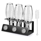 SodaStream Flaschenhalter, 3er Abtropfhalter mit Herausnehmbare Abtropfwanne und Deckelhalter, Abtropfständer für SodaStream Crystal und Emil F