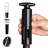 Weinflaschenöffner Set, HOOMIL 4-Teiliges Weinöffner Set Profi Korkenzieher für Wein mit Folienschneider, Vakuum Weinverschluss und Weinausgießer, Schw