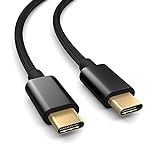 0,3m Nylon USB 3.1 (USB 3.0) Typ C Verbindungskabel, Ladekabel, Datenkabel, USB C auf USB C, schwarz, geflochtenes Nylonkabel, Goldsteck