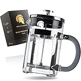 Barista Legends® French Press Glas mit Edelstahl Körper - 800ml (4 Tassen) Kaffeepresse mit 4-fach Filtersystem - Filterkaffee Stempelkanne aus 304 E