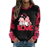 Zilosconcy Damen Langarmshirt Hemd Plus Drucke Sweatshirt Mode Oberteile Blusen Herbst Winter Longshirts Valentinstag Romantische Geschenke Sweater Pullover Top