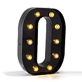 LED Festzelt Buchstaben Lichter, 26 Alphabet Licht und 10 Zahlen Lichter, Leuchtende Neon Buchstaben Schild, Wandmontiertes Nachtlicht für Zuhause, Geburtstag DIY Dekoration (Schwarz, Letter-O)