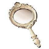 Loberon Handspiegel Empuré, Zinn, H/B/T ca. 23.5/11.5/2 cm, Creme, C