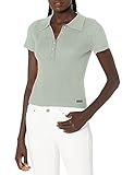 Calvin Klein Damen Jeans 4x4 Allover Rib Short Sleeve Polo-Pullover, Meadow, X