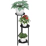 Ramzyh 3 Etagen Pflanzenständer Tisch, Metall Pflanzenhalter Ständer Regal Faltbar Etagen Blumentopf Halter Outdoor Indoor Zimmerpflanzenständer Eckregal Medium für Innen Außen Haus (M)