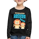 Spreadshirt Einzelkind Großer Bruder 2022 Löwe Kinder Premium Langarmshirt, 98-104, Schw