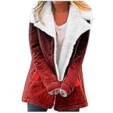 EMATOP Wintermantel Damen Lang Fleecejacke Winterjacke Gefüttert Wasserdicht mit Fell Mantel Trenchcoat Dicke Warmer Winterparka Schneeflocke Muster Funktionsjacke Outdoorjacke Tasten Jack