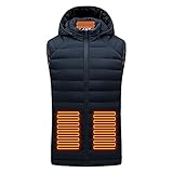 Beudylihy Beheizbare Weste USB Elektrische Heizweste Outdoor Lange Ärmel Beheizbare Jacke für Herren Damen Beheizbare Daunenjacke 3 Temperaturstufen Beheizbare Kapuzejacken mit Reiß