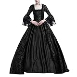 Damen Kleid, Mittelalterliche Renaissance Königin Ballkleid Bell Sleeve Maxi Kleid Halloween Kostüm Geschenk V