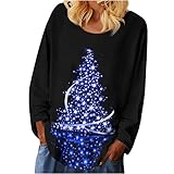 PWKNRD Weihnachtspullover für Damen Langarm Sweatshirt Lässiges Lose Weihnachtspulli Oberteile 3D Drucken Pullover Jumper Basic Rundhals Longshirt Bluse Tops Herbst Winter Mode Laufshirt 2022