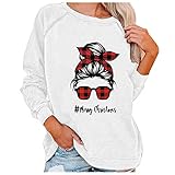 Weihnachten Pullover Sale meyison Damen lose asymmetrisch lässige t Shirts Damen Oberteil mit Ausschnitt Damen tie dye Shirt blusen Damen Langarm Glitzer Oberteile Damen anftfh Damen Rollkrag