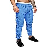WMXYYT Herren Hose Jogginghose Sommer Lange Hosen Trainingshosen Freizeithose Cargohose Arbeitshose Sweatpants Kordelzug Plisseehose mit Taschen Kleine FüßE H