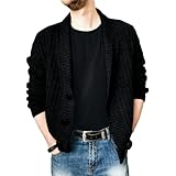 Herren Revers Strickjacke Modisch Langarm Einreiher Lässig Einfarbig Täglich Pendeln Einfach Basic Pullover Pullover M