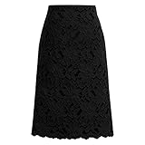 Eleganter Geraffter Rüschen-hoher Taillen-Bleistift-Midi-Mitten-Waden-Rock Damen-Dame Plain Slimming Tight Fit (Black, XL)