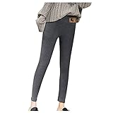 TUDUZ Winter Warme Leggings, Damen Dicke Samt Gefüttert Thermische Dehnbare Leggings, Hohe Taille Stretch Hose Trousers Pants(D2,S)