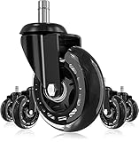 5er Set Bürostuhl Rollen 11x 22mm Hartbodenrollen für Bürostuhl, Schreibtischstuhl, ruhig & kratzerfrei 200kg, 360°Räder Gummi Ersatzrollen Drehstuhlrollen, geeignet für alle Fußbö