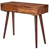 FineBuy Konsolentisch FB51402 90 x 76 x 36 cm Sheesham Massivholz mit Schubladen | Design Holz Anrichte Konsole massiv | Kleiner Landhaus Schreibtisch Flurtisch | Schminktisch Ablagetisch N