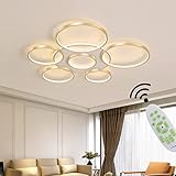 LED Deckenleuchte Wohnzimmerlampe Dimmbar Schlafzimmerlampe Rund Ring Design Decken Pendelleuchte mit Fernbedienung Lichtfarbe/Helligkeit Farbwechsel Deckenlampe Moderne Esszimmer Küche Büro L