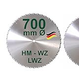 HM Sägeblatt 700 x 30 mm LWZ Hartmetall Präzision Kreissägeblatt 700mm Wechselzahn mit Spanabweiser für Naturholz Brennholz Hartholz Leimholz zum Sägen mit Wippsäge Tischkreissäge Kreissäge Kappsäge Brennholzsäg