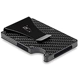 BAYENTO® Verso Wallet – Carbon Mini Kartenhalter mit Geldklammer und Platz für bis zu 10 Kreditkarten - Minimalist Wallet - Geldbörse aus echtem Aluminium mit RFID-Schutz inkl. Geschenkbox | (Carbon)