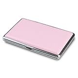 Damen Zigarettenetui Metall für 14 Zigaretten Metallic Leder Aufbewahrung von Zigaretten, rose (Pink) - LT9001ROS