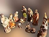 Schöne PREMIUM Krippenfiguren 12 -tlg. SET in hochwertiger Ausführung und detailgetreuer Mimik, handbemalte Figuren für Holz - Weihnachtskrippen Krippenspiel Weihnachtsgeschichte Maria Josef W