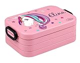 Mein Zwergenland Lunchbox Mepal Maxi Take A Break midi Brotdose mit eigenem Namen Nordic Pink, Einhorn Beauty