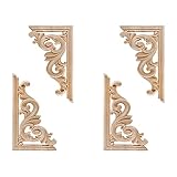 Gotetiso Holzornamente 4 Stück Holz Ecke Onlay Holz Geschnitzt Corner Holz Ornament Holz Geschnitzte Ecke Onlay Applique Unlackiert Applique Rahmen Geschnitzte Ecke Onlay Möbel App