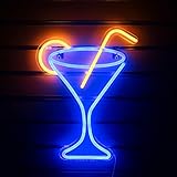 Cocktailglas Leuchtreklamen LED Leuchtreklame Licht Großes Nachtlicht für Raumdekor Licht Bar Pub Beach Shop Spiel Büro Restaurant Konzerthalle Wandkunst Dekorationsschild USB-betrieben (17'x 13')