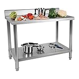 Royal Catering RCAT-100/70-N Arbeitstisch Edelstahl höhenverstellbar Edelstahltisch mit Aufkantung 100 x 70 x 85 cm Küchentisch g