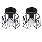 LLY Vintage Schwarz Deckenleuchte Industrie Semi Flush Mount Leuchte Deckenleuchte Metallkäfig mit Draht E27 Glühbirne für Flur Schlafzimmer Küche Wohnzimmer-2pcs Pack