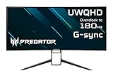 Acer Predator X34S Gaming Monitor 34 Zoll (86 cm Bildschirm) QHD, 180Hz OC DP, 144Hz DP, 100Hz HDMI, 1ms (G2G), 3xHDMI 2.0, DP 1.4, höhenverstellbar, GSync, HDMI VRR, NVIDIA Reflex, ULMB