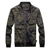 Herren Große Mehrere Reißverschlüsse Tarnung Bomber Sportbaseballuniform Light leichte Fliegerjacke für Männer Herbst übermäßige leichte Rundhals Mode lässige Camouflage zweifarbige kurze Jacke M-7XL