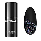 NEONAIL Nagellack UV Top Coat TOP GLOW POLARIS 7,2 ml Glitter Lack mit Fleck