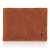 VAN BEEKEN Geldbeutel Männer Geldbörse Herren Portemonnaie Portmonaise Portmonee Mens Wallet Leather Brieftasche Ledergeldbeutel Ledergeldbörse Portmone Portmonaie RFID Schutz Echt Leder, Hellb