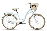 Goetze Style Vintage Retro Citybike Damenfahrrad Hollandrad, 26 Zoll Alu Räder, 1 Gang ohne Schaltung, Tiefeinsteiger, Rücktrittbremse, Korb mit Polsterung Gratis!