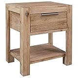 Nachttisch mit Schublade 40x30x48 cm Akazienholz massiv + Maße: 40x30x48 cm (LxBxH)