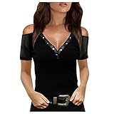 Tunika Baumwolle V Top Augennstern T-Shirt Damen Italy Tshirt V Ausschnitt Glitzer Oberteil Damen Kleidung Online Longbluse S Blusen Tunika Sommer Lang