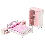 Soaying Holz Puppen Haus MöBel Set HolzmöBel Satz Puppen Haus MöBel Schlafzimmer Modell Spielzeug für Kindergeschenk