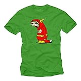 MAKAYA lustiges T-Shirt Herren - Faultier Flash - Kurzarm Rundhals große Größen Big Bang Theory Hellgrün XXXXL