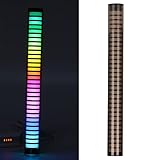 ASHATA Intelligente RGB-Lichtleisten, Sound Control Rhythm Light Led Gaming Lights, RGB-Farblichtleisten 18 Farben Multifunktions-kreatives Buntes Musikspektrum für Heimautospiele, Studio-Modedek