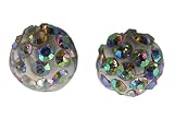 Ausgefallene Ohrringe Ohrstecker Stecker Kunststoff Kugel Straßstein Straß Glitzer weiß 6018